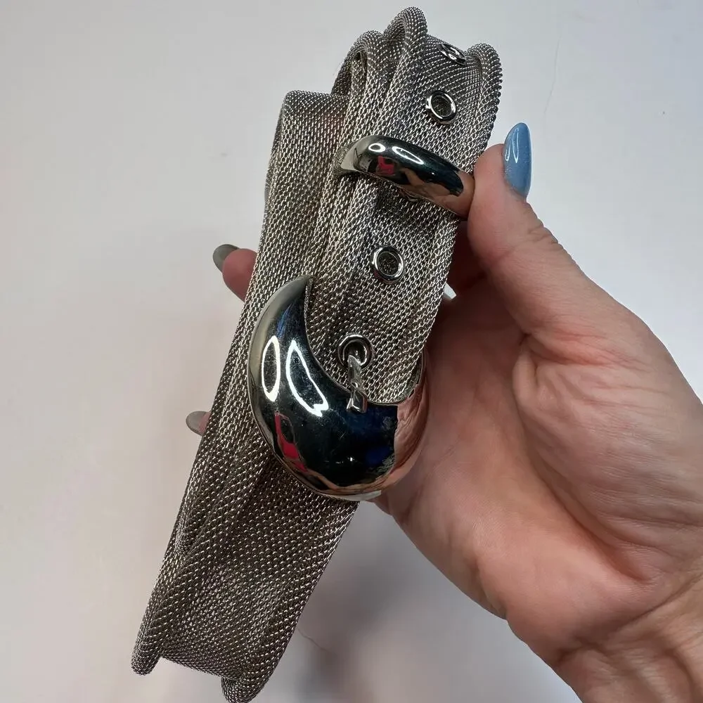 Vintage Y2K Metal Mesh Silver Belt
